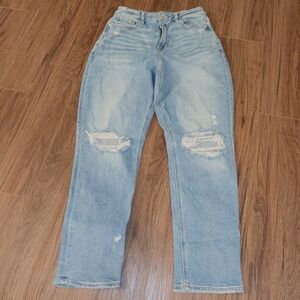 American Eagle Outfitters Light Blue Distressed Straight Leg Jeans